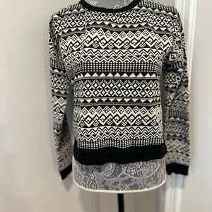 Forever 21 Women Sz:S Black & White Geometric All Over Pattern Pullover Sweater.